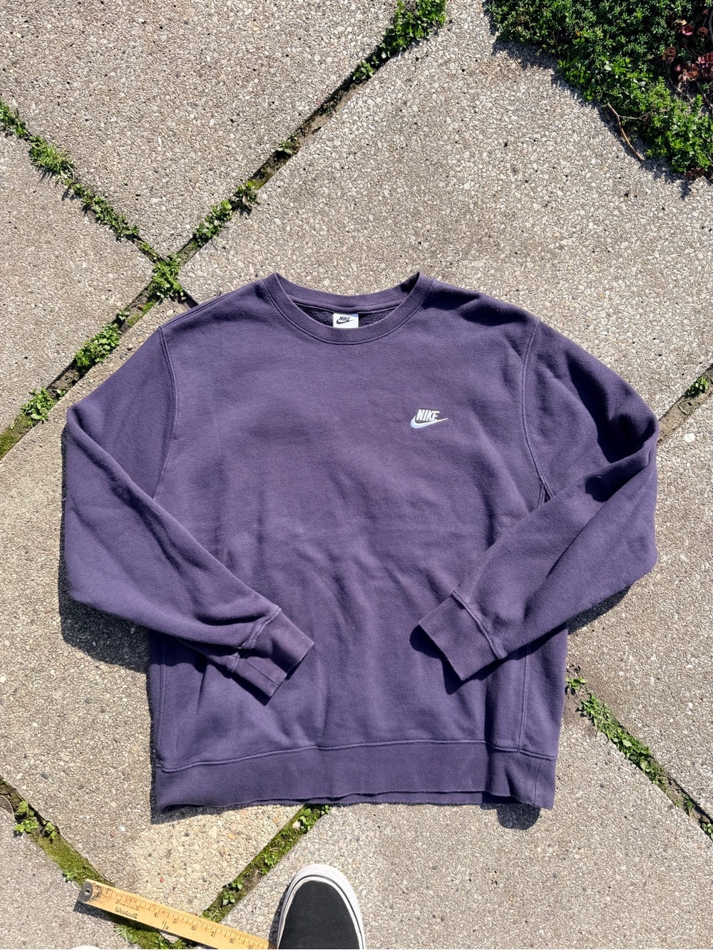 Nike Men's Crewneck Sweatshirt - Deep Purple with White Logo L